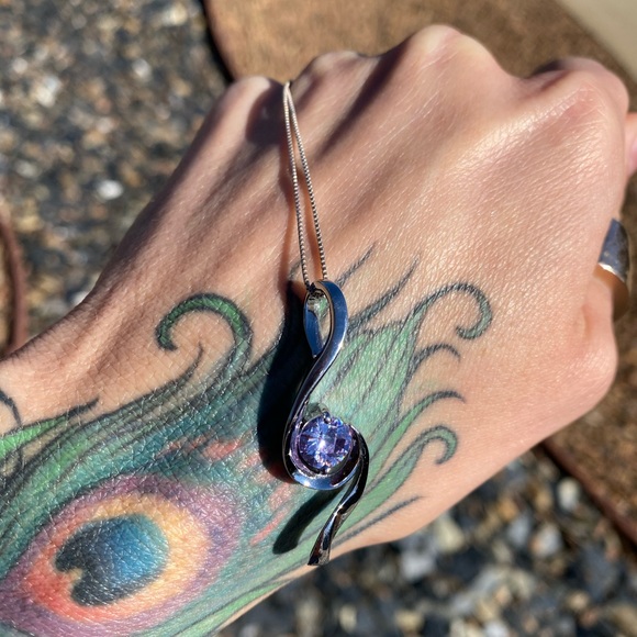 New! Sterling Silver Amethyst Necklace - Picture 2 of 4